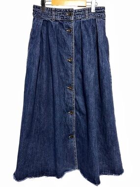 United Colors of Benetton Dark Wash Denim Button Front Maxi Skirt Western 10